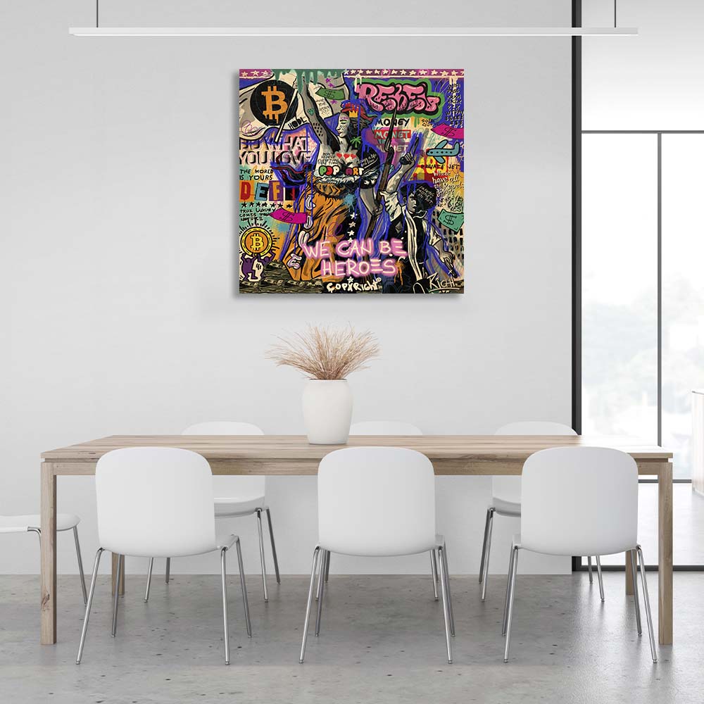 Pop art We can be heroes Canvas Wall Art Print