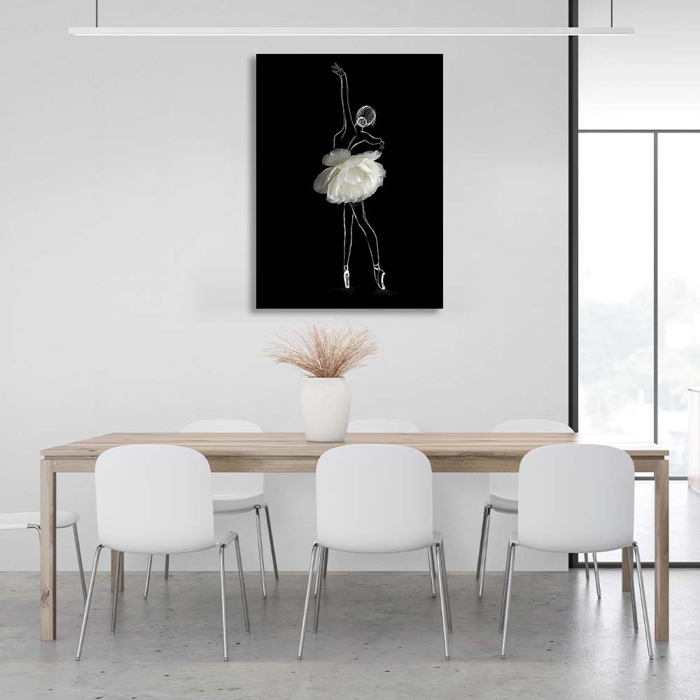 Canvas Wall Art Print Painted ballerina with flower tutu