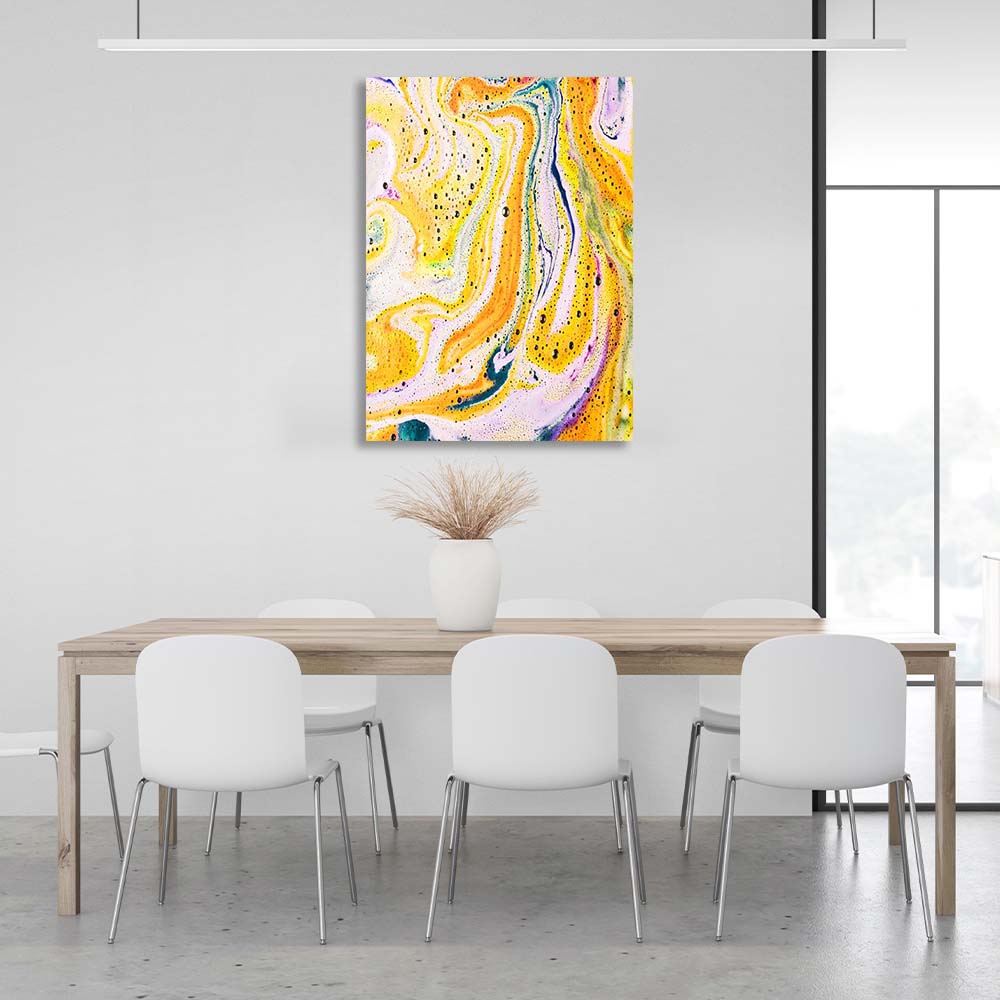 Abstraction Canvas Wall Art Print Diffusions of yellow paint on water