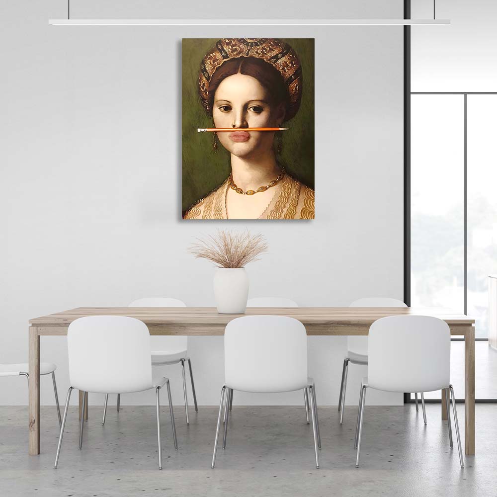 Kunstdruck auf Leinwand, Lady Medici mit Bleistift