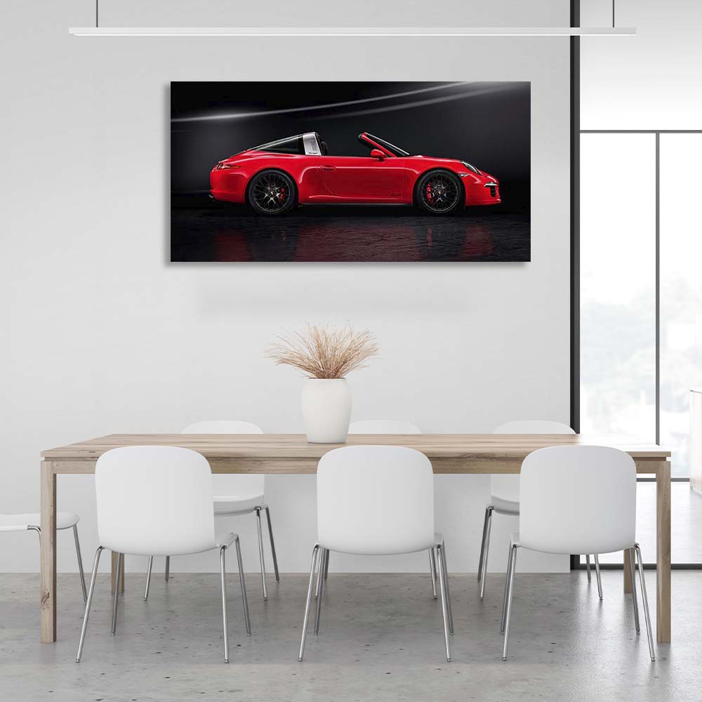 Leinwandbild, Auto, roter Porsche 911 Targa 4 GTS