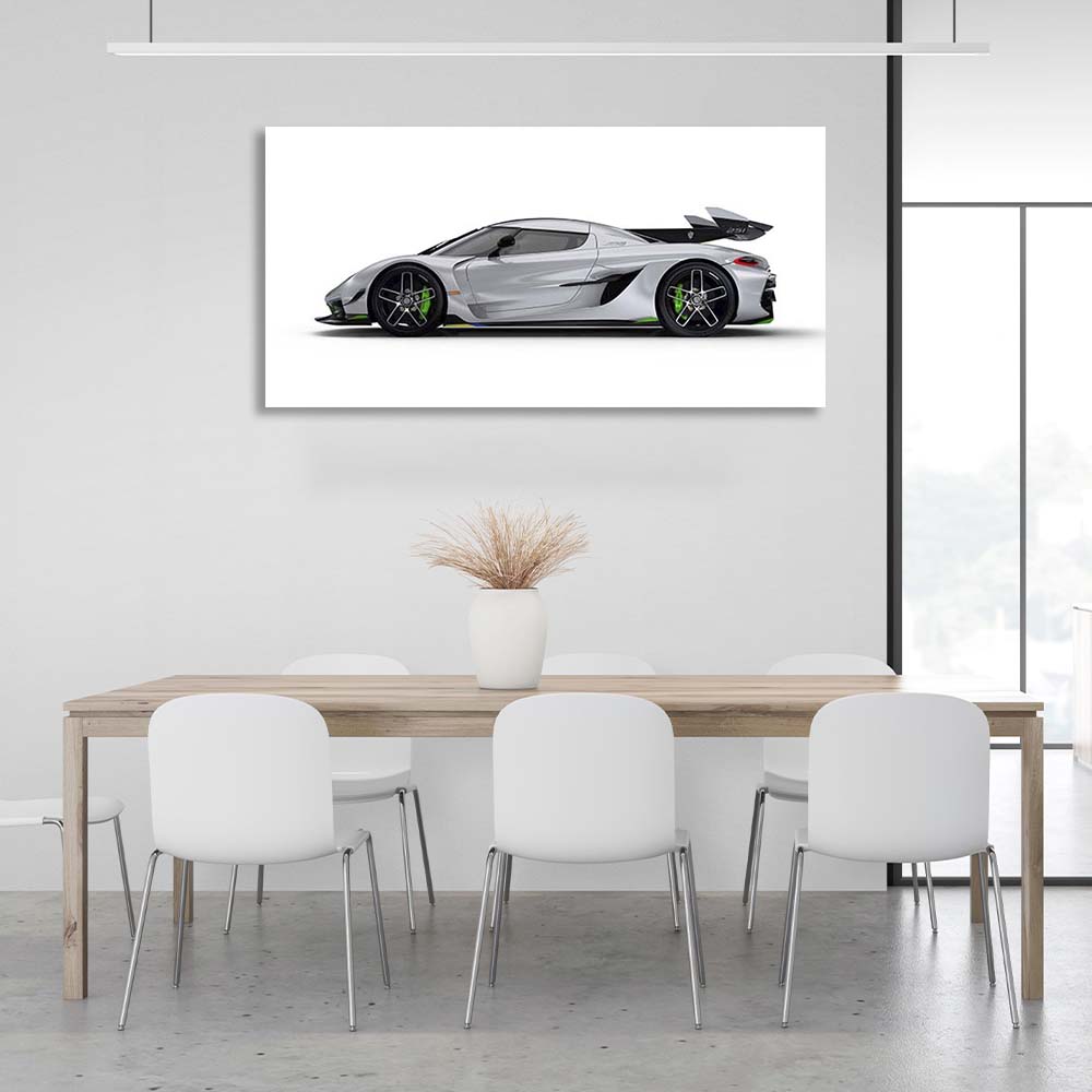 Leinwandbild, Wandbild, Auto, Koenigsegg Jesko, weiß