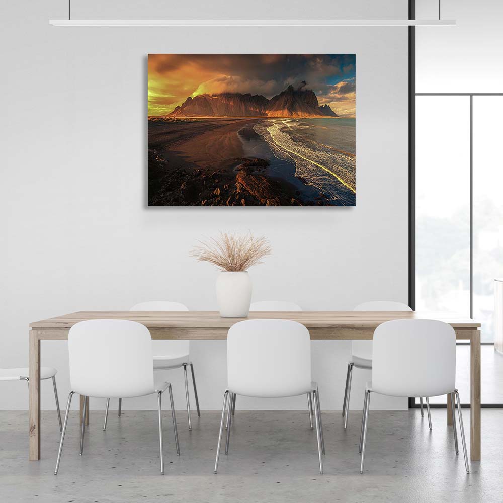 Canvas Wall Art Print Beach at the foot of the volcano