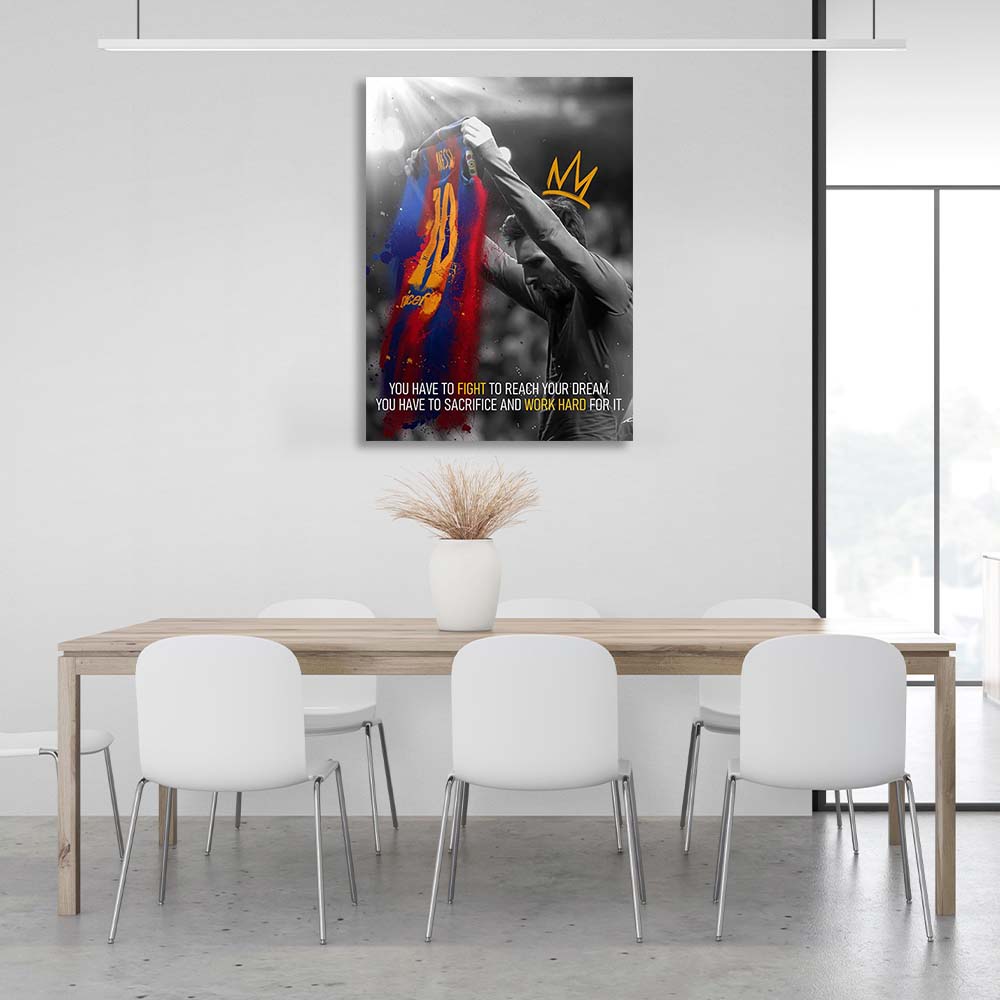 Soccer player Lionel Messi quote Motivational Canvas Wall Art Print