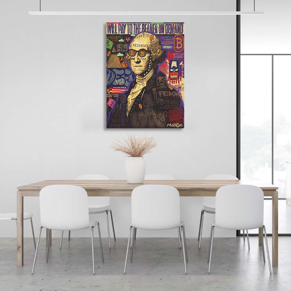 Pop-Art-Kunstdruck mit George Washington auf Leinwand