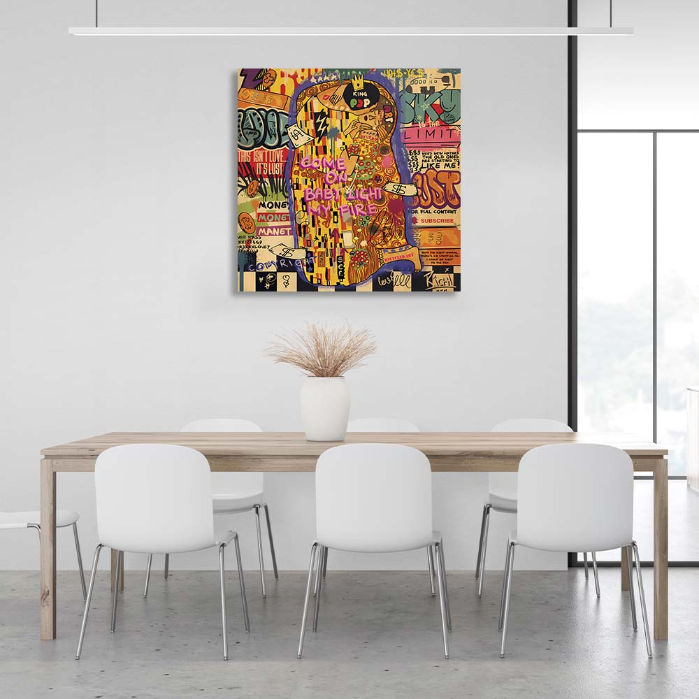 Pop art kiss Canvas Wall Art Print