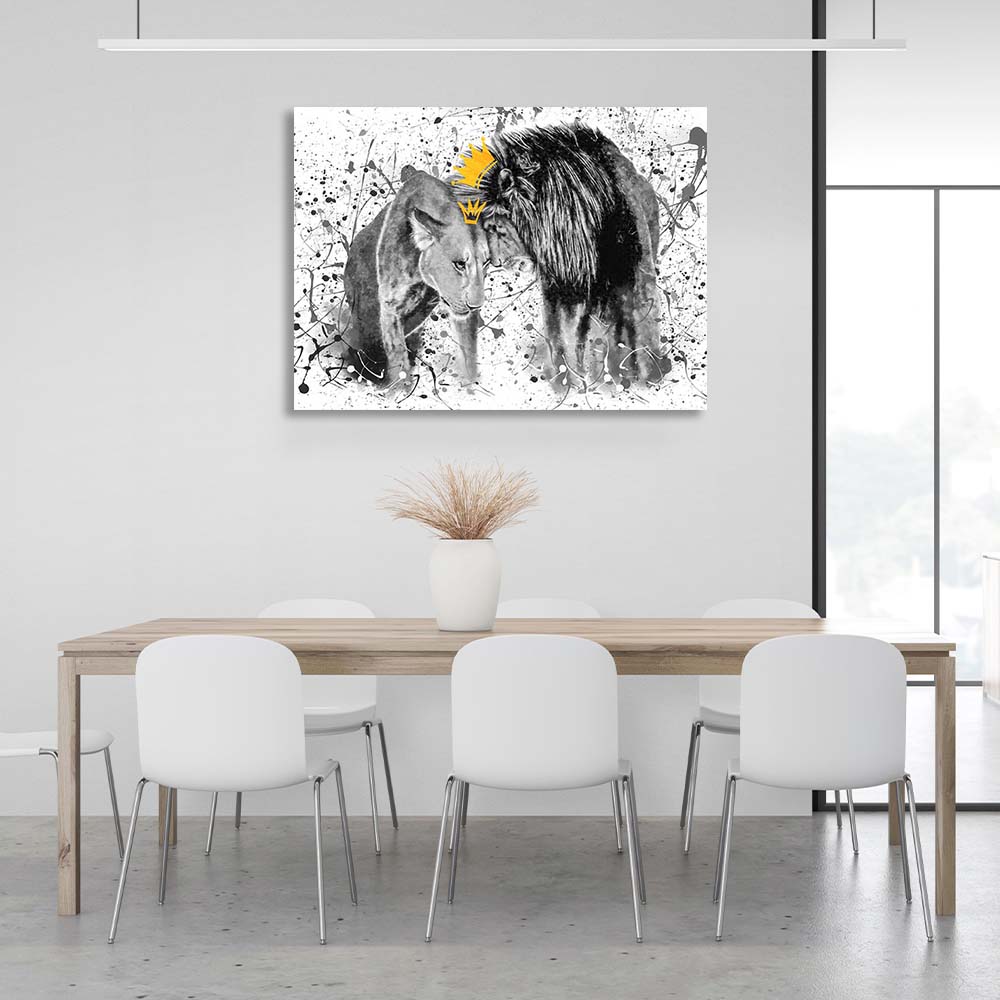 A lioness and a lion Canvas Wall Art Print For Bedroom