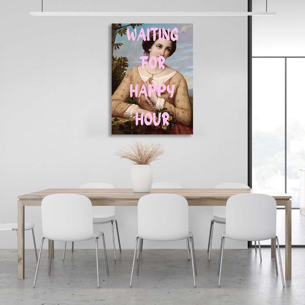 Canvas Wall Art Print Waiting for the happy hour