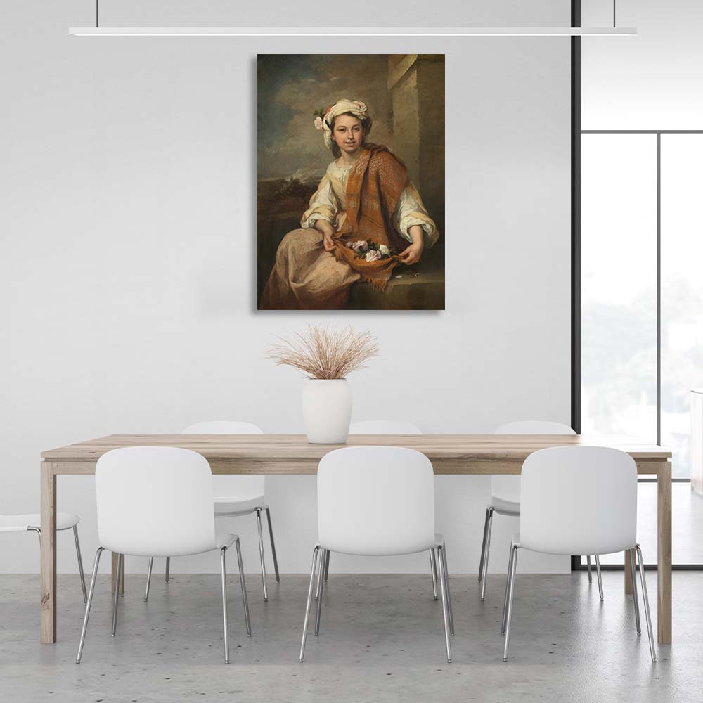 Reproduction Girl with Flowers by Bartolomé Esteban Murillo Reproduction Canvas Wall Art Print