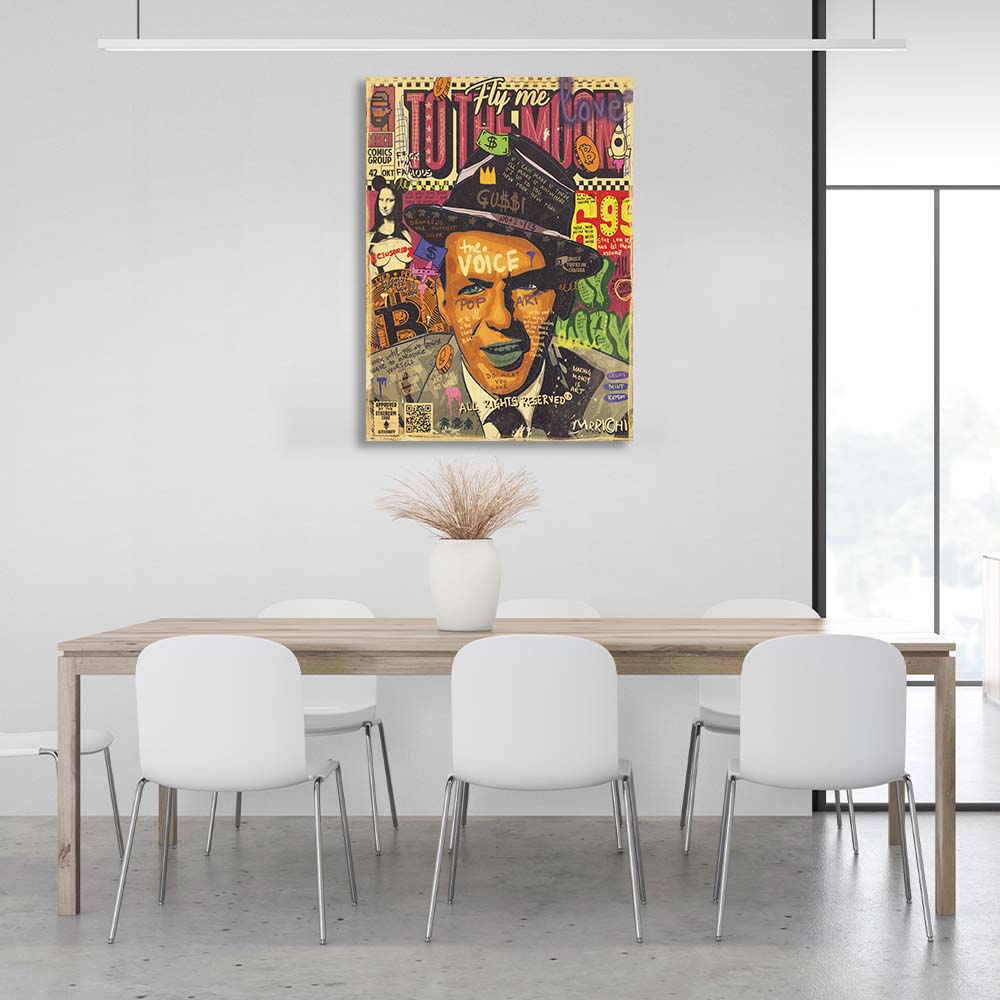 Pop-Art-Kunstdruck auf Leinwand mit Frank Sinatra-Motiv