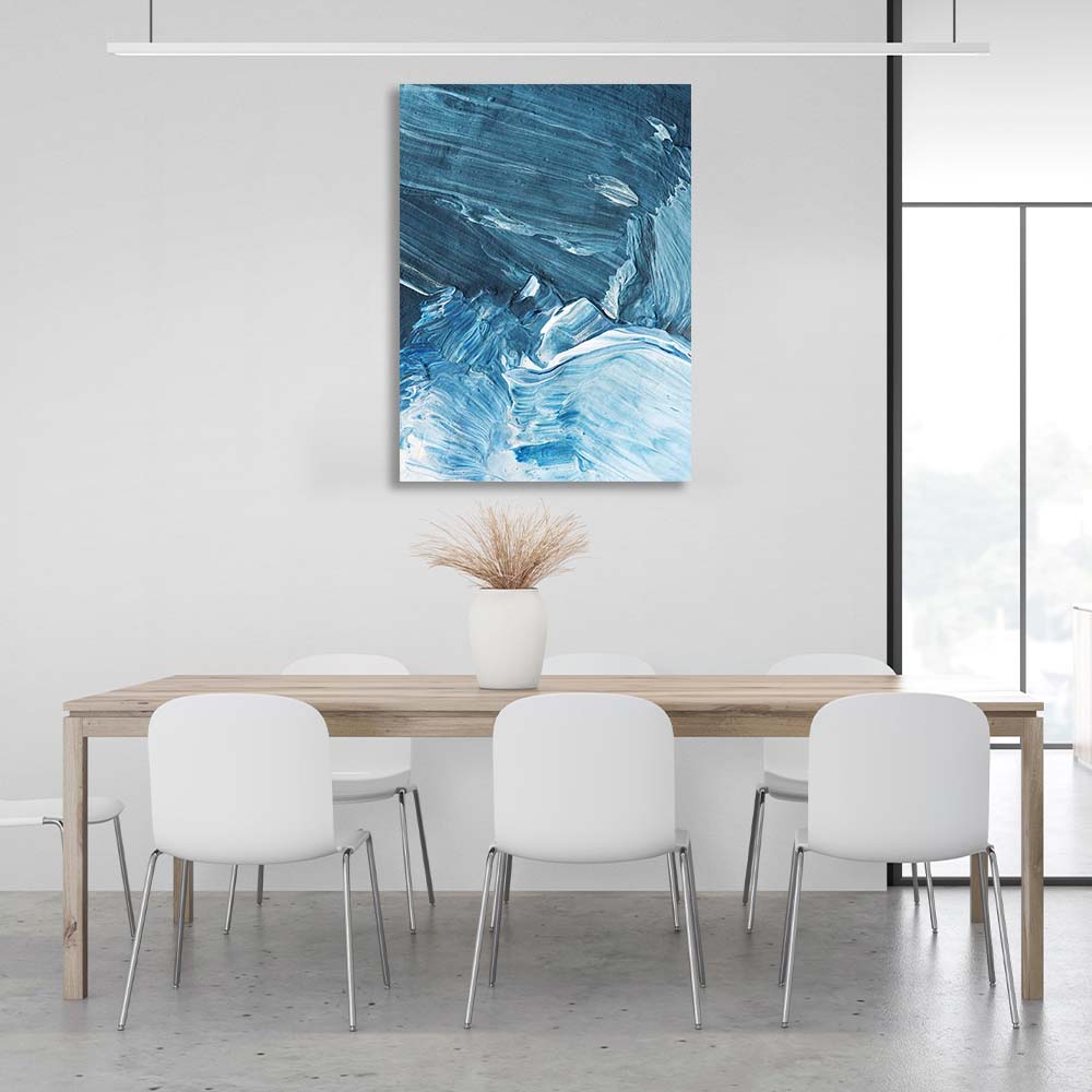 Abstraction Canvas Wall Art Print Blue and white paint strokes