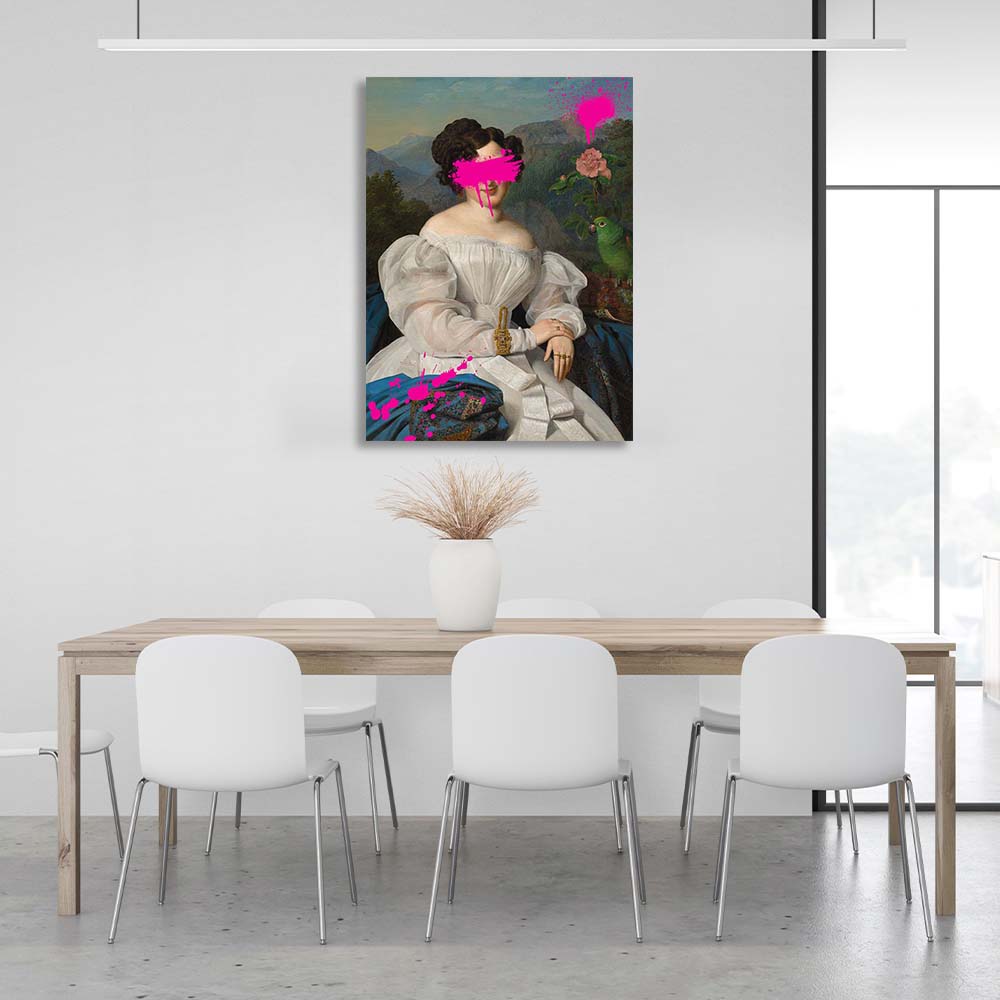 Canvas Wall Art Print Portrait of Vorontsova with pink paint on her face