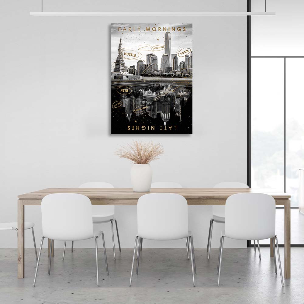 Motivational canvas painting for the office Early mornings, late nights Motivational Canvas Wall Art Print