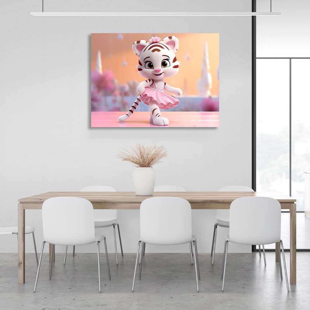 Kunstdruck auf Leinwand, Motiv: Tiger im rosa Rock