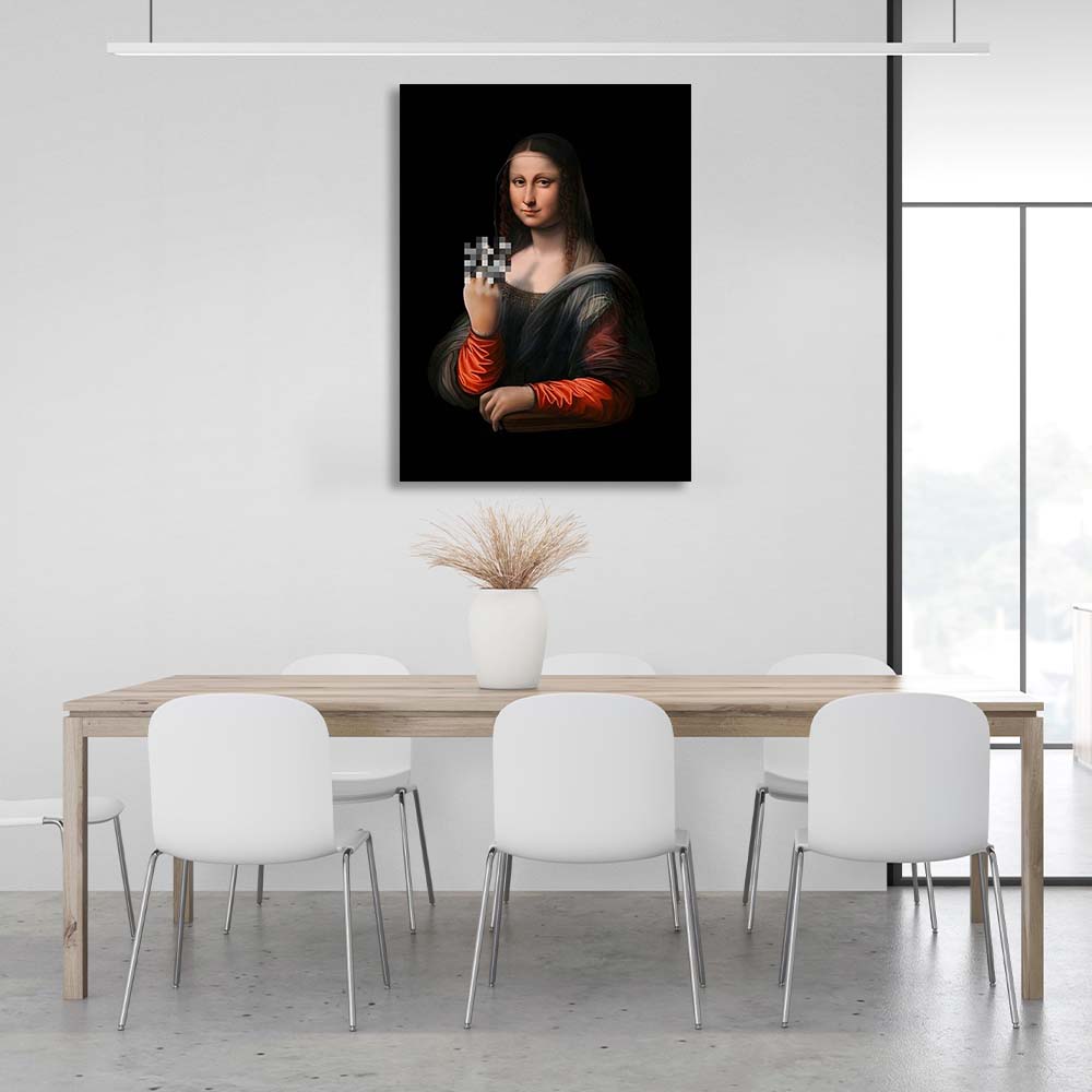 Kunstdruck auf Leinwand, Mona Lisa zeigt f*ck