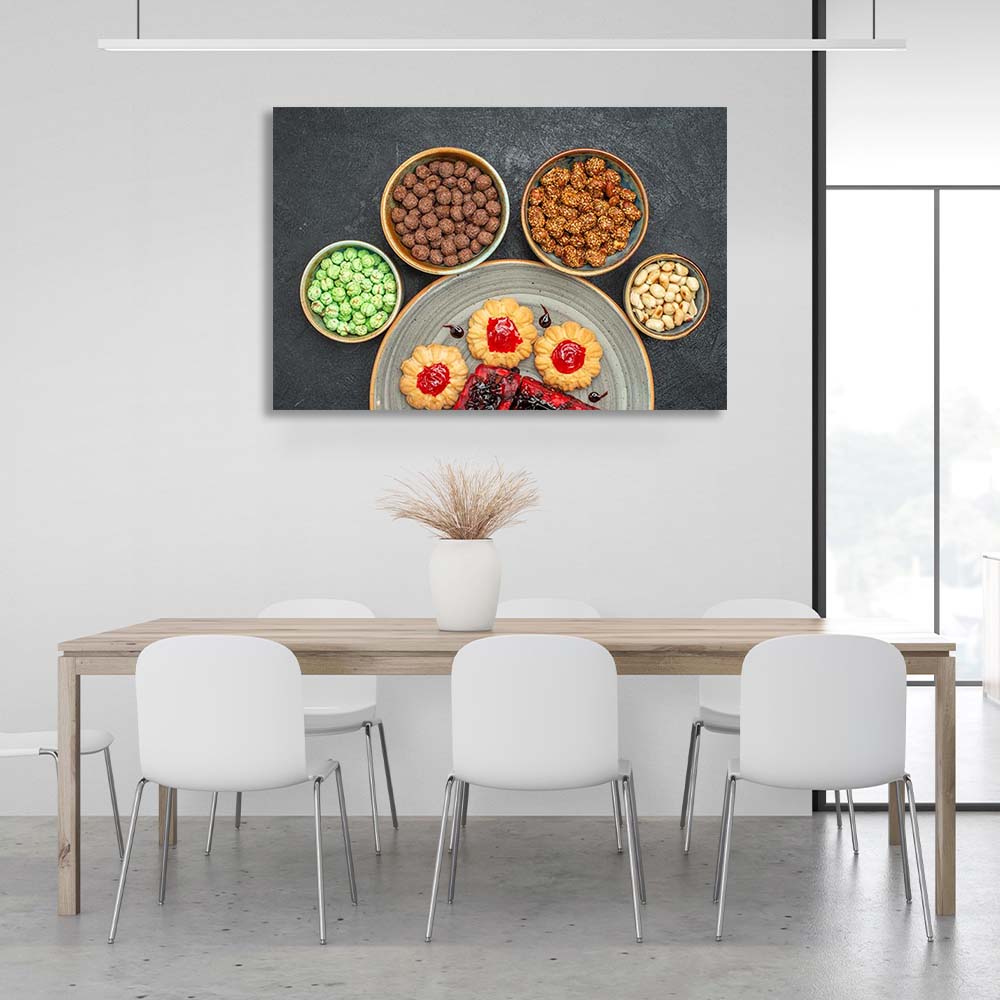 Canvas Wall Art Print For Kitchen Fruit cakes with cookies