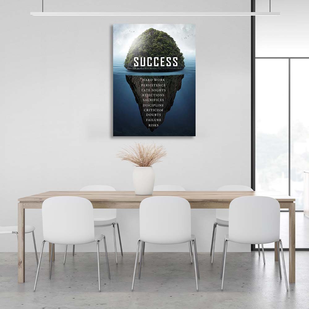 Motivierender Kunstdruck auf Leinwand, Motiv „Success Island“