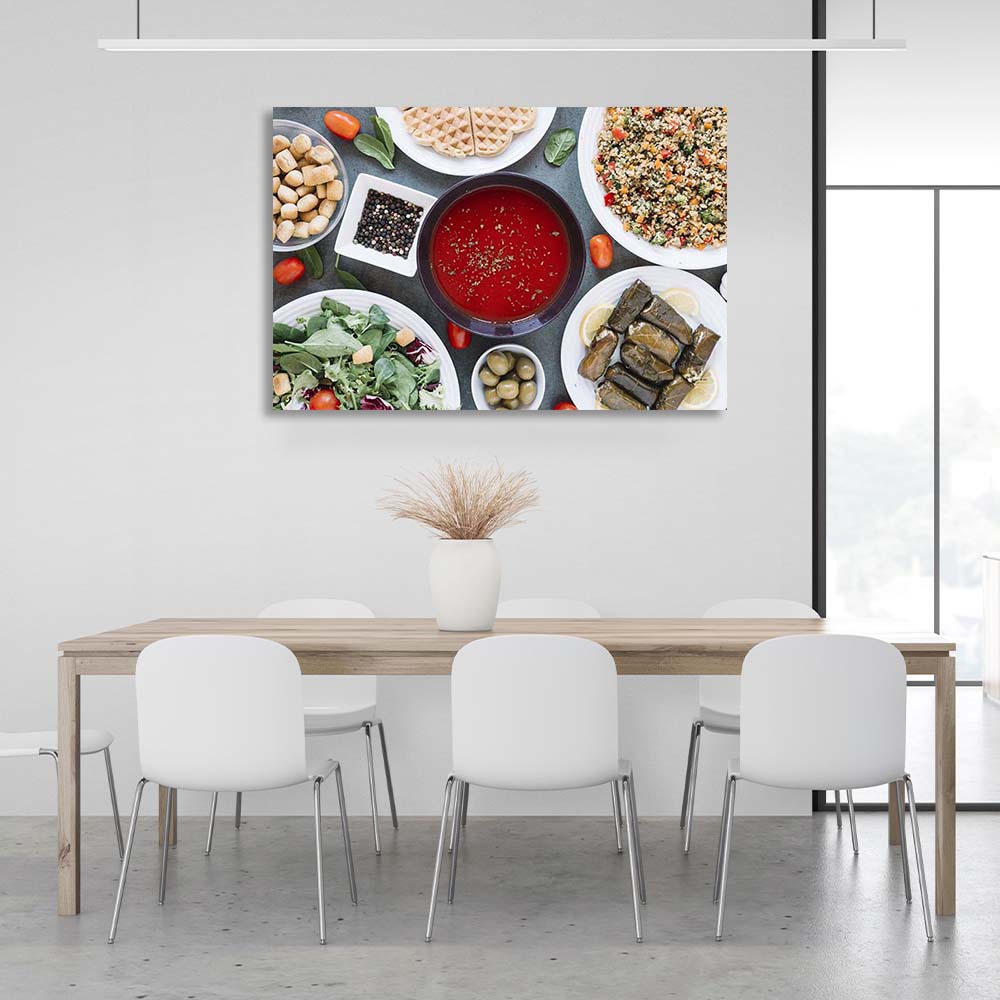 Kunstdruck auf Leinwand, Motiv „Gesundes Abendessen in der Küche“