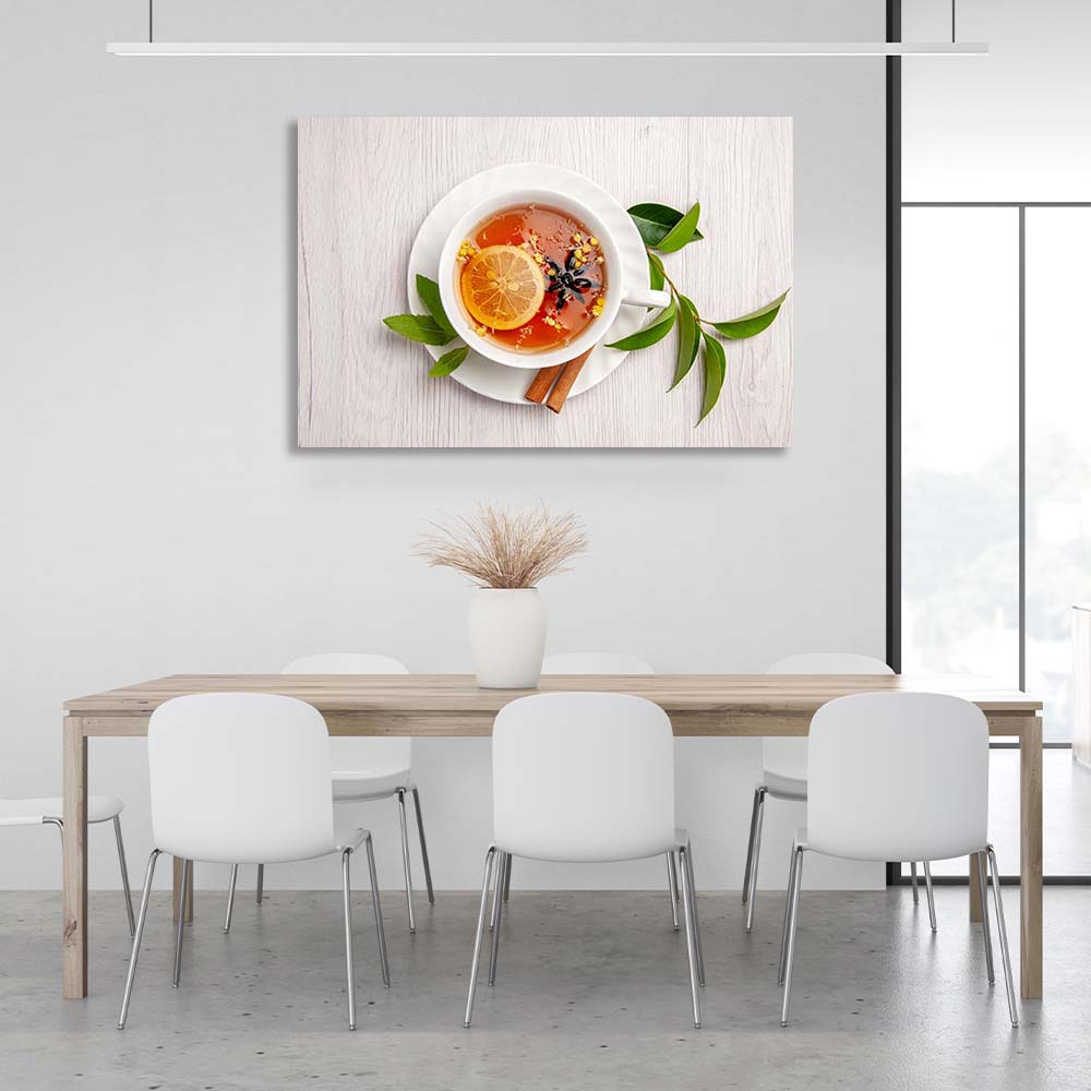 Canvas Wall Art Print For Kitchen Green tea with spices