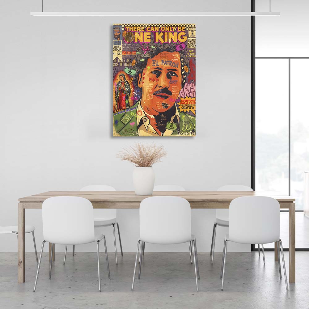 Pop-Art-Kunstdruck auf Leinwand, Motiv: Pablo Escobar