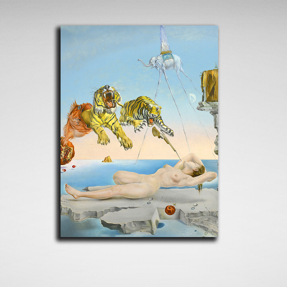 Reproduktion: Ein durch den Flug einer Biene ausgelöster Traum, Salvador Dali, Reproduktion, Kunstdruck auf Leinwand