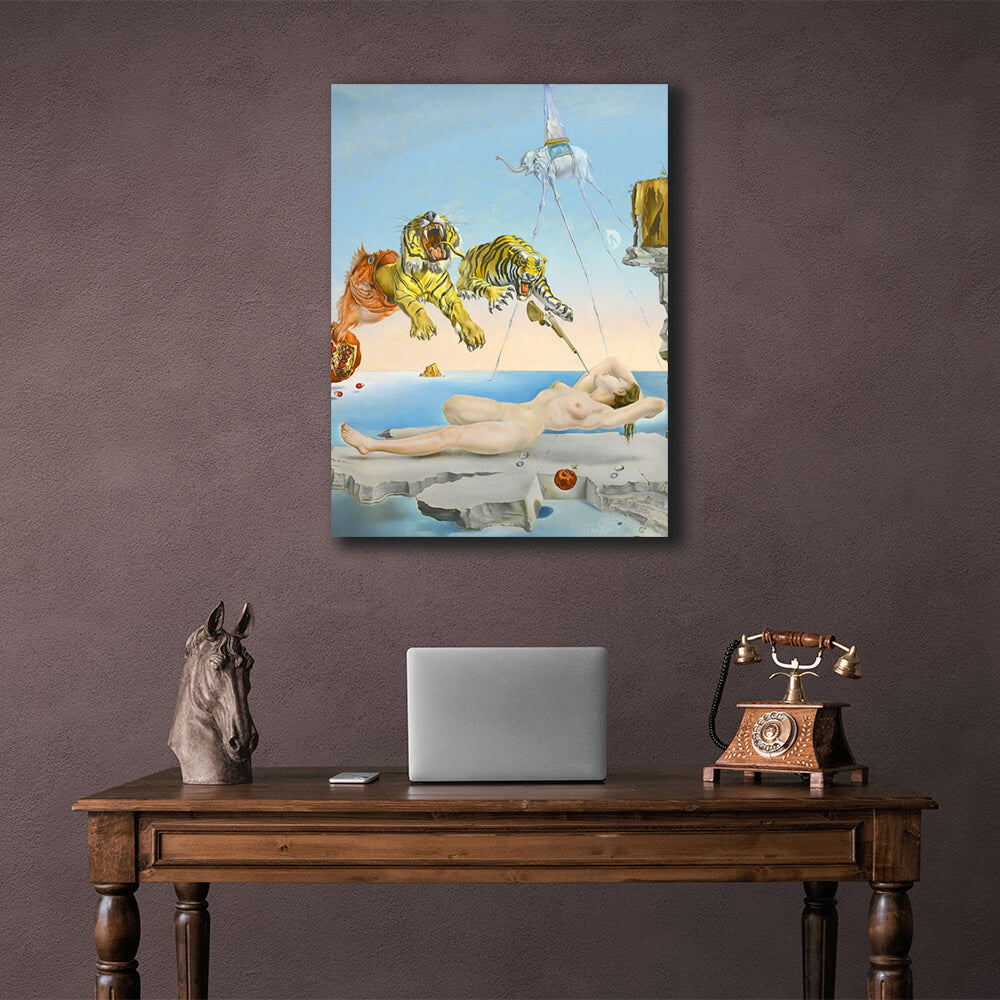 Reproduction A dream induced by the flight of a bee Salvador Dali Reproduction Canvas Wall Art Print