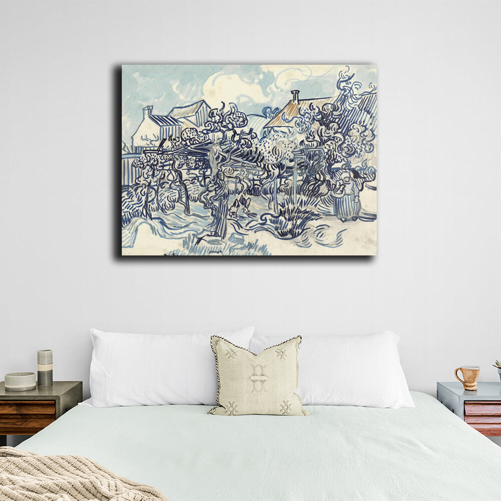 Reproduktion „Ein alter Weinberg und eine Bäuerin“ von Van Gogh, Reproduktion auf Leinwand, Kunstdruck