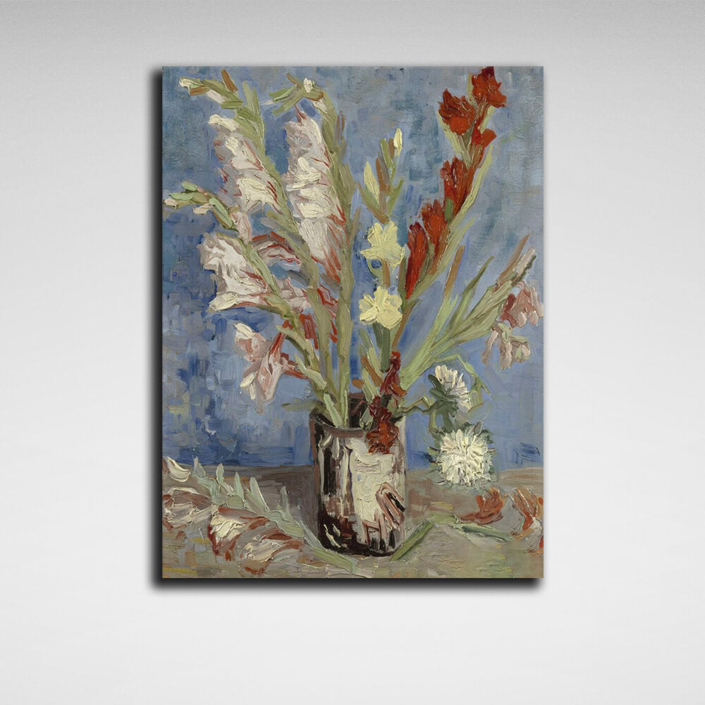 Reproduktion von Van Gogh, Gladiolenvase, Reproduktion auf Leinwand, Kunstdruck