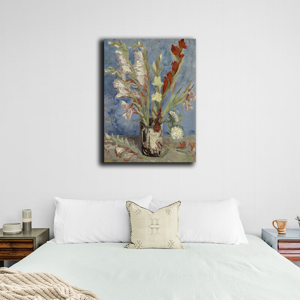 Reproduktion von Van Gogh, Gladiolenvase, Reproduktion auf Leinwand, Kunstdruck