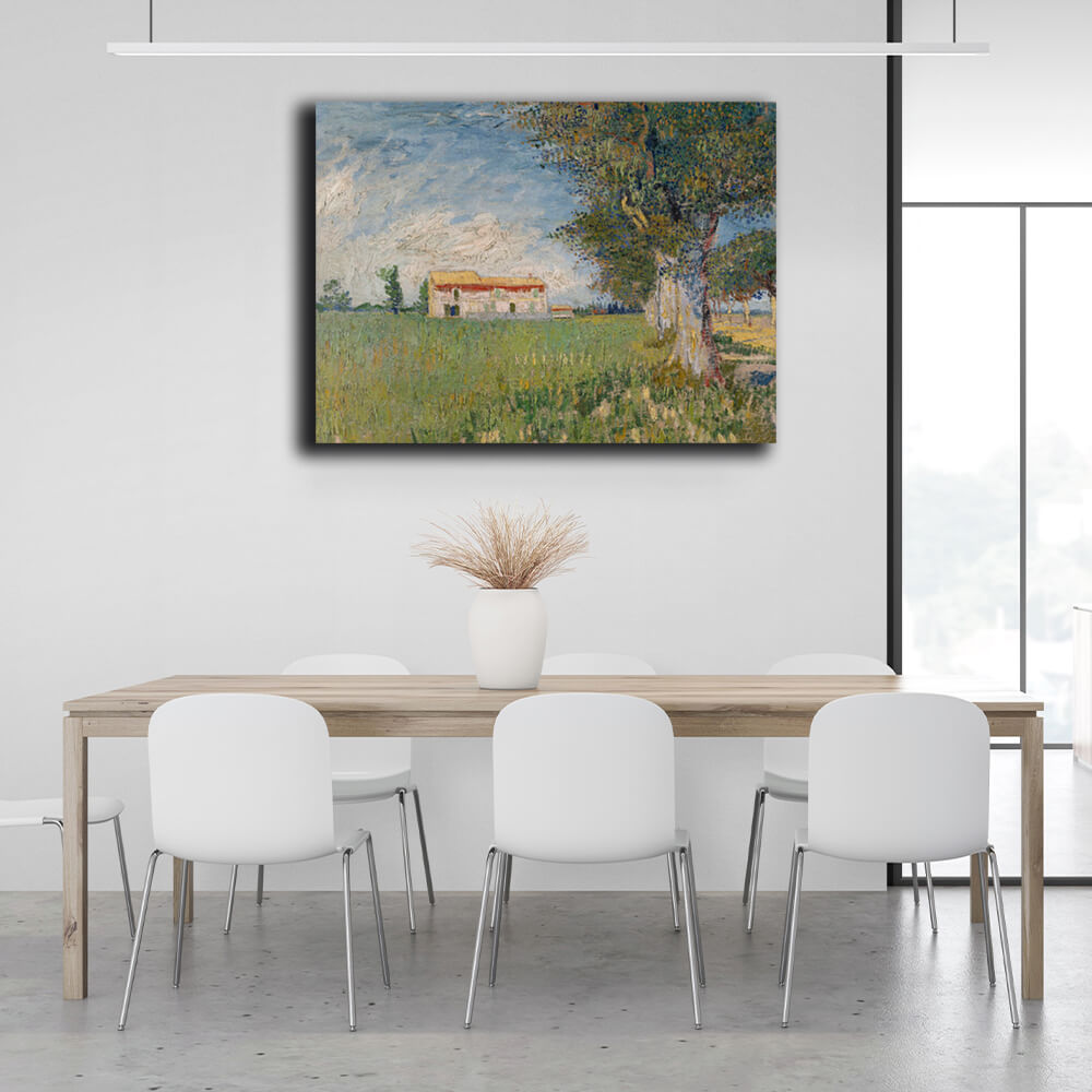 Reproduction A farm in a wheat field Reproduction Canvas Wall Art Print