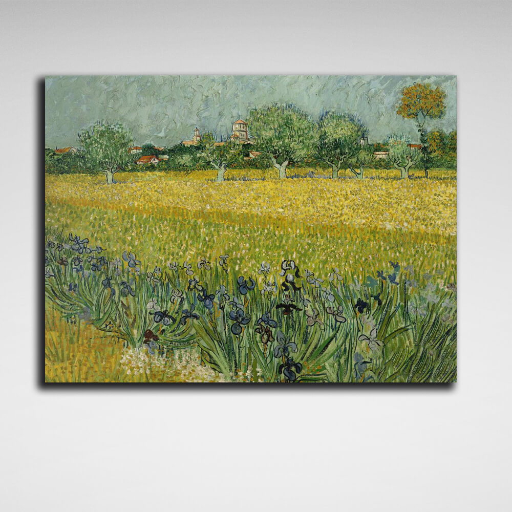 Reproduction View of Arles with irises Reproduction Canvas Wall Art Print