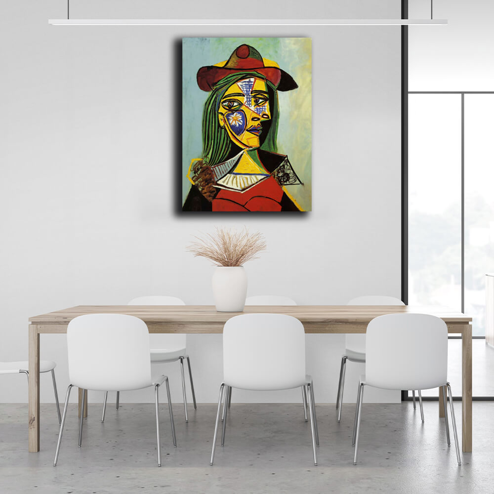 Reproduktion von Femme au chapeau et col en fourrure, Reproduktion auf Leinwand, Kunstdruck