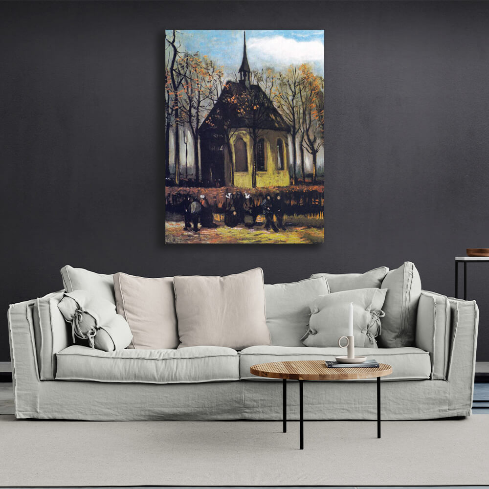 Reproduction Leaving the Protestant church Reproduction Canvas Wall Art Print