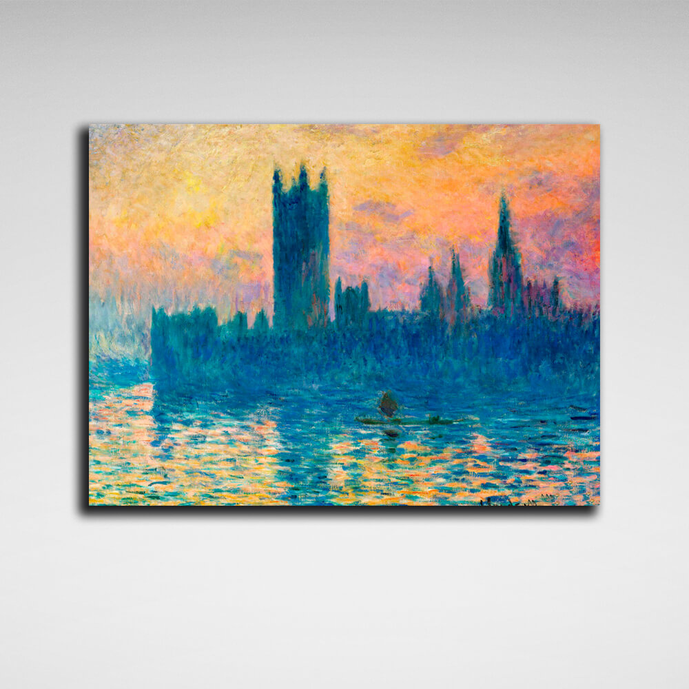 Reproduktion von London. Reproduktion des Parlaments auf Leinwand, Kunstdruck