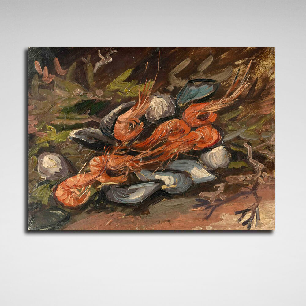 Reproduction Shrimp and mussels Reproduction Canvas Wall Art Print