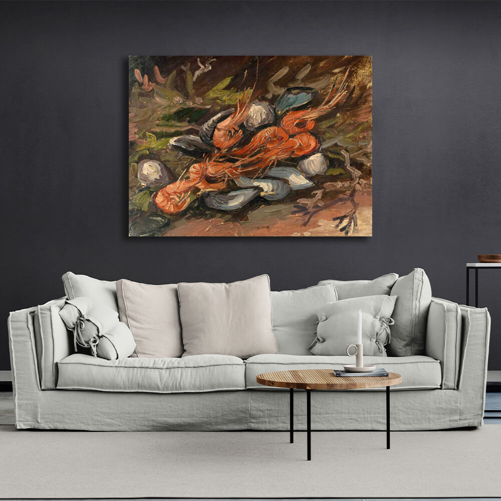 Reproduction Shrimp and mussels Reproduction Canvas Wall Art Print