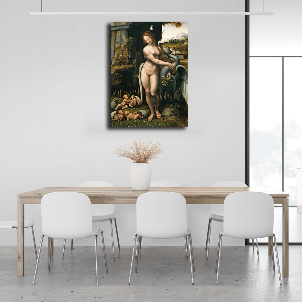 Reproduktion „Leda und der Schwan“, Reproduktion, Kunstdruck auf Leinwand