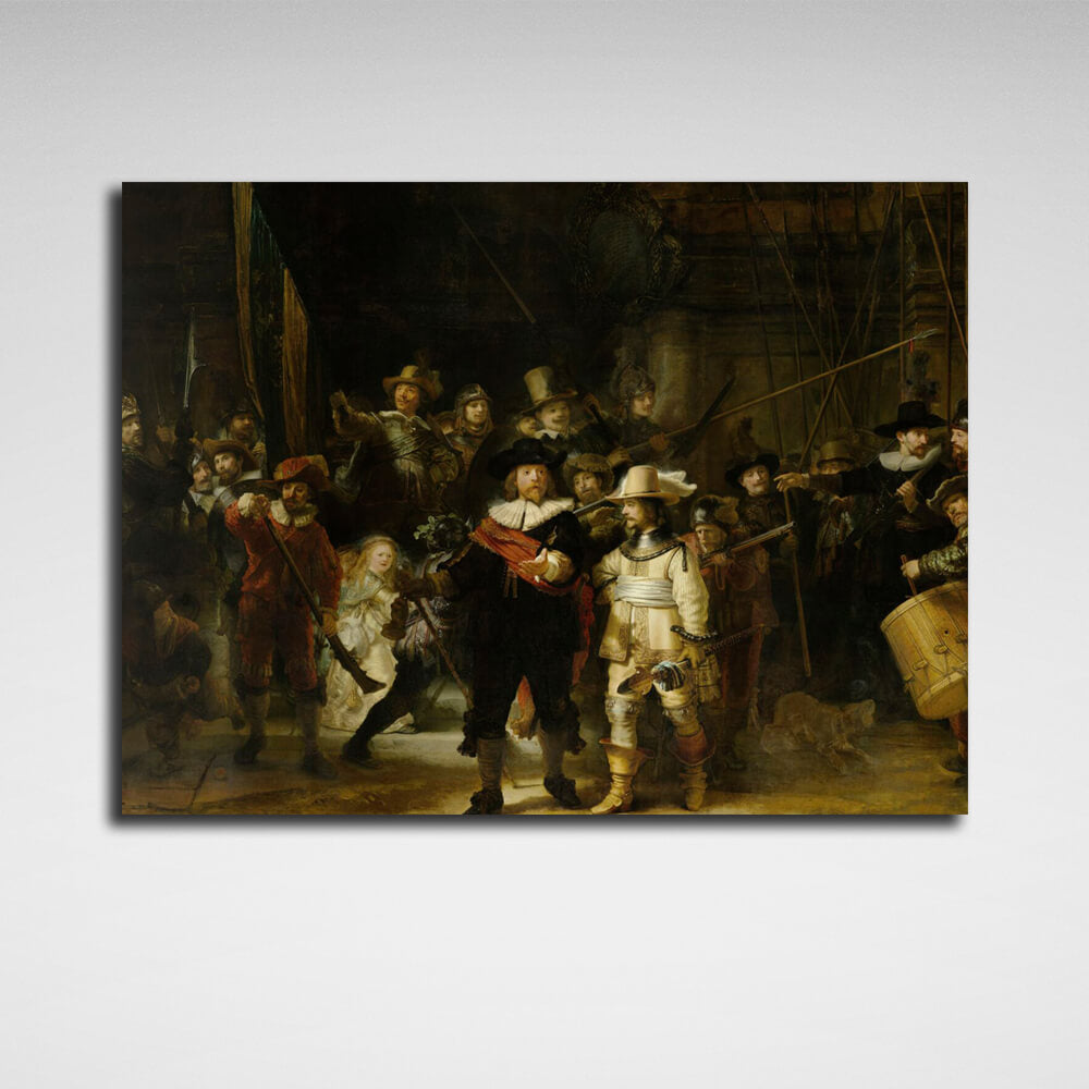 Reproduktion von Nightwatch, Reproduktion auf Leinwand, Kunstdruck