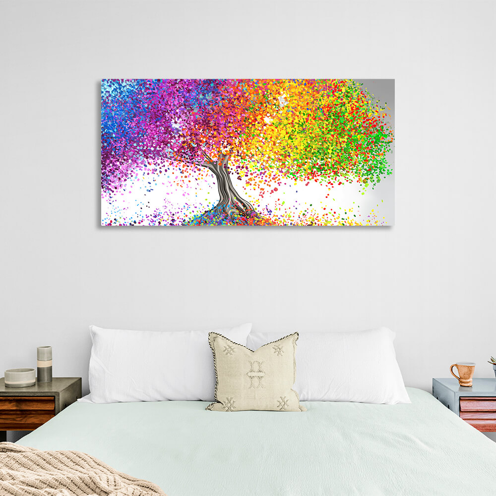 For the home Colored tree Canvas Wall Art Print