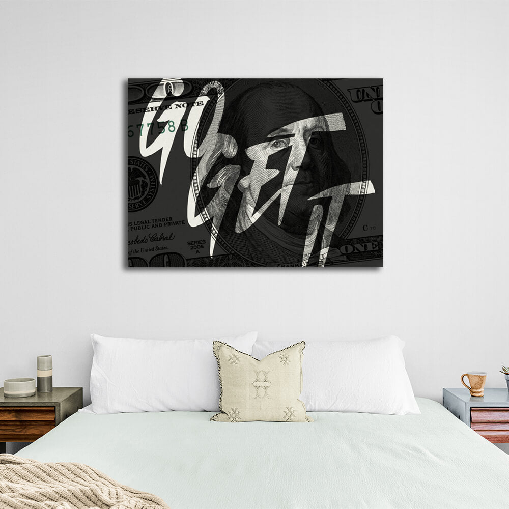 Motivierendes Schild „Go Get It“ – motivierender Kunstdruck auf Leinwand