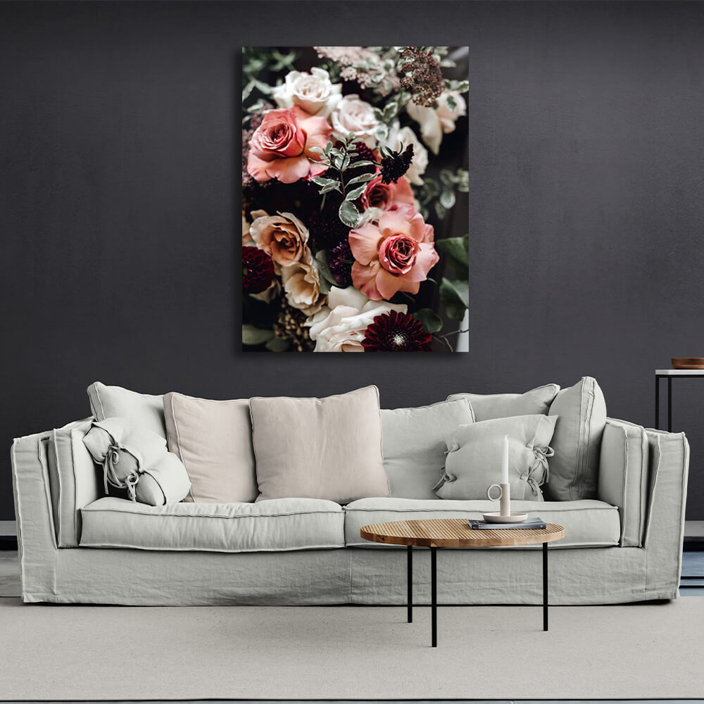 Interior Bouquet of flowers Canvas Wall Art Print