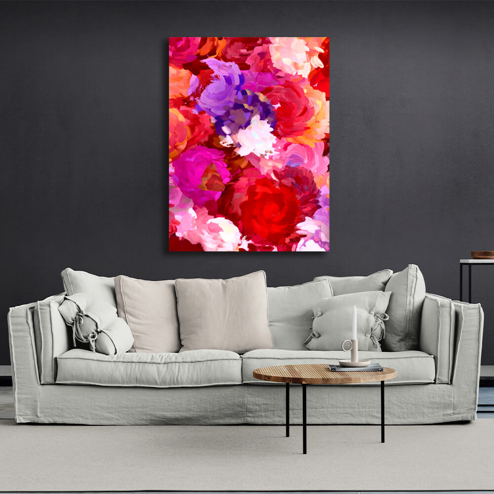 Interior Drawing of a bouquet of flowers Canvas Wall Art Print