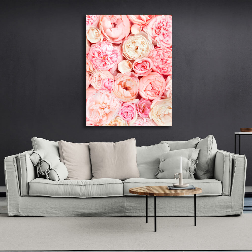 Interior Peonies Canvas Wall Art Print