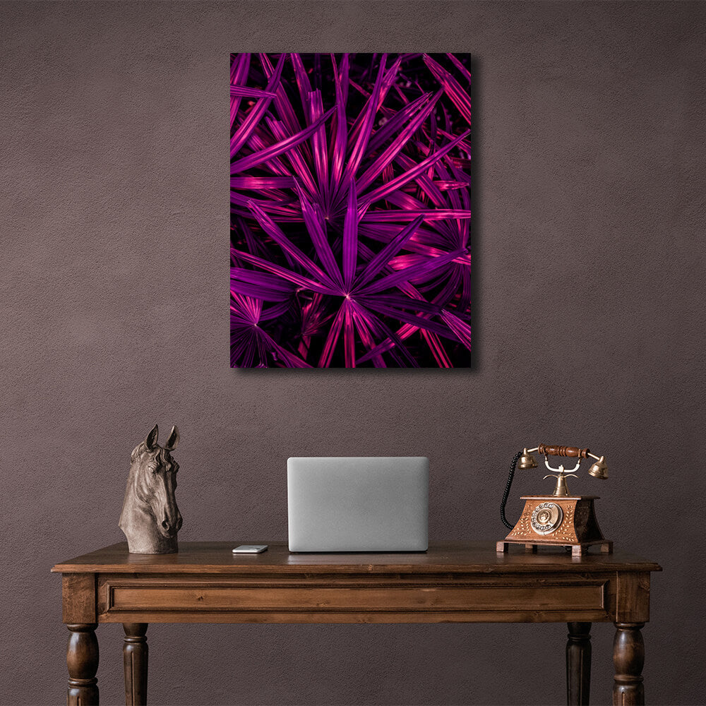 Interior Purple tropical leaves Canvas Wall Art Print