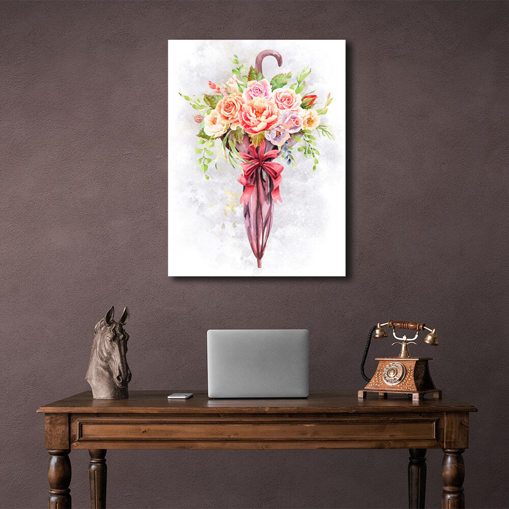 Interior Floral umbrella Canvas Wall Art Print