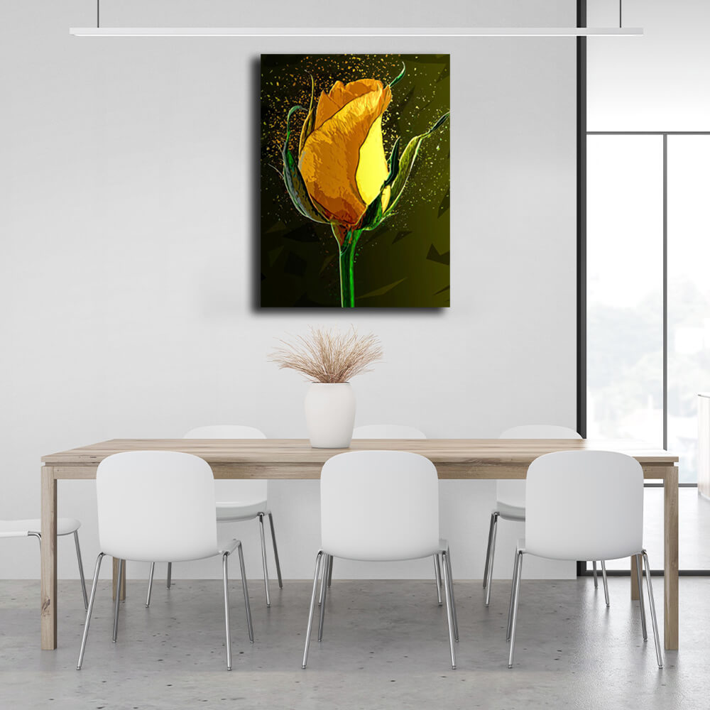 Interior A drawing of a yellow rose Canvas Wall Art Print