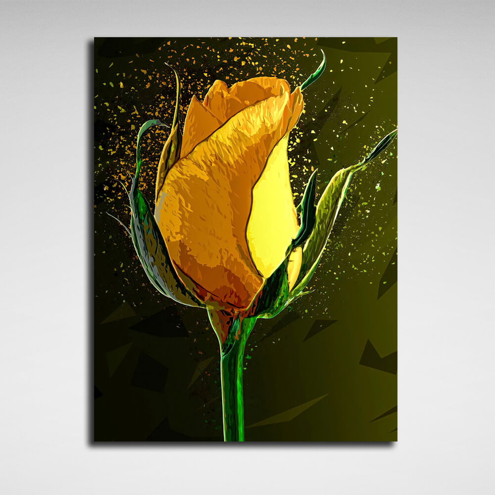 Interior A drawing of a yellow rose Canvas Wall Art Print