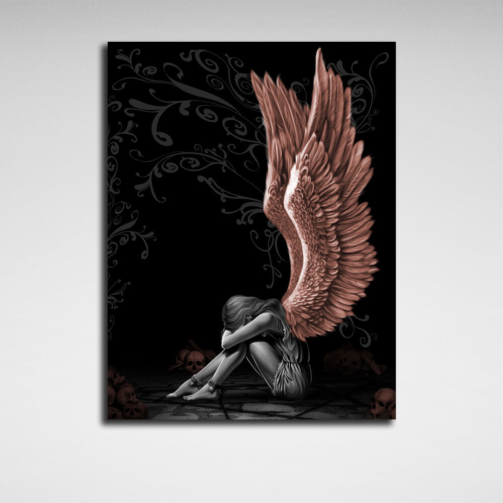 Interior Sad Angel Canvas Wall Art Print