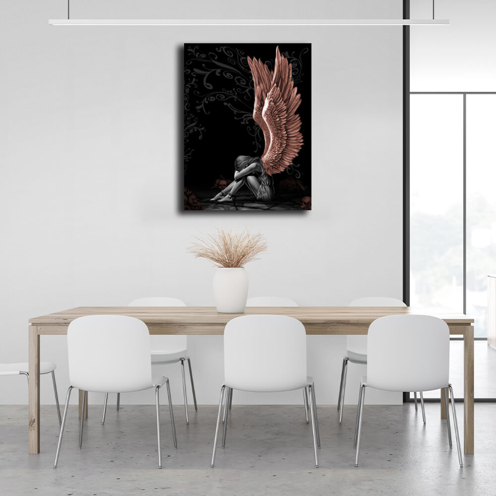 Interior Sad Angel Canvas Wall Art Print