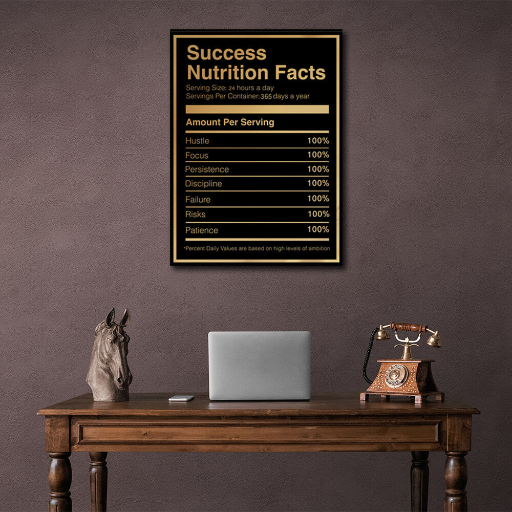 For motivation Nutrition facts Motivational Canvas Wall Art Print